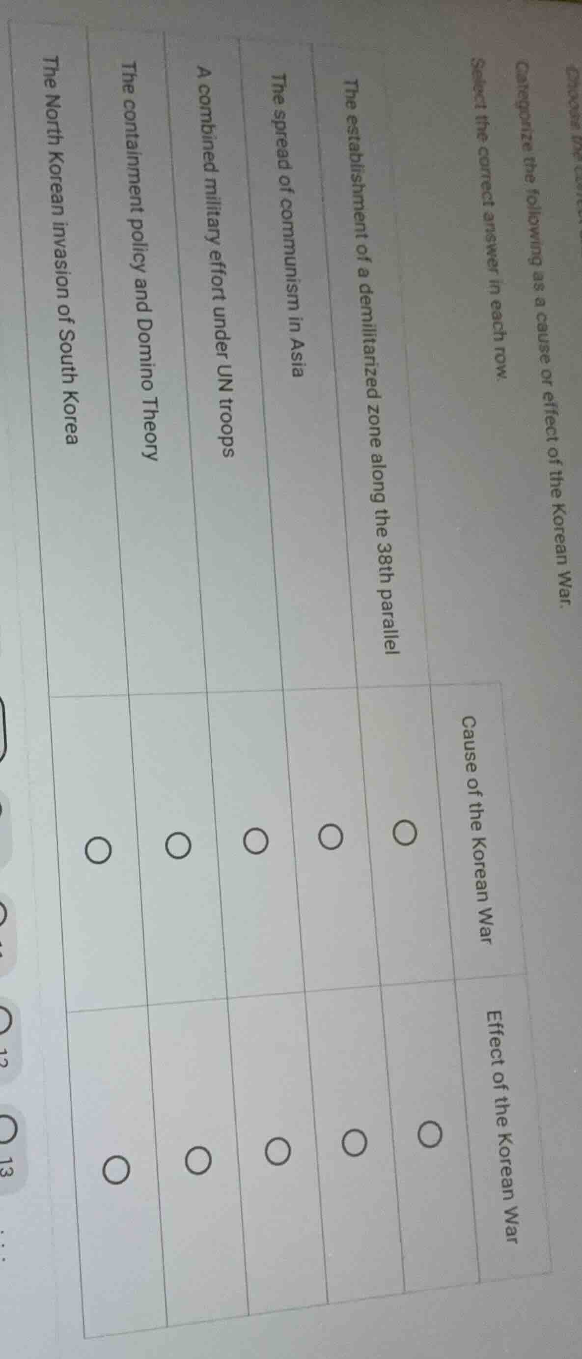 choose the correct... categorize the following as a cause or effect of …