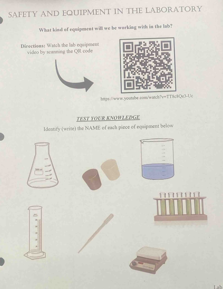 safety and equipment in the laboratory what kind of equipment will we b…