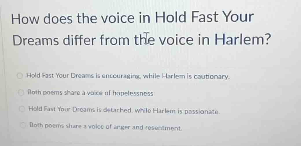 how does the voice in hold fast your dreams differ from the voice in ha…