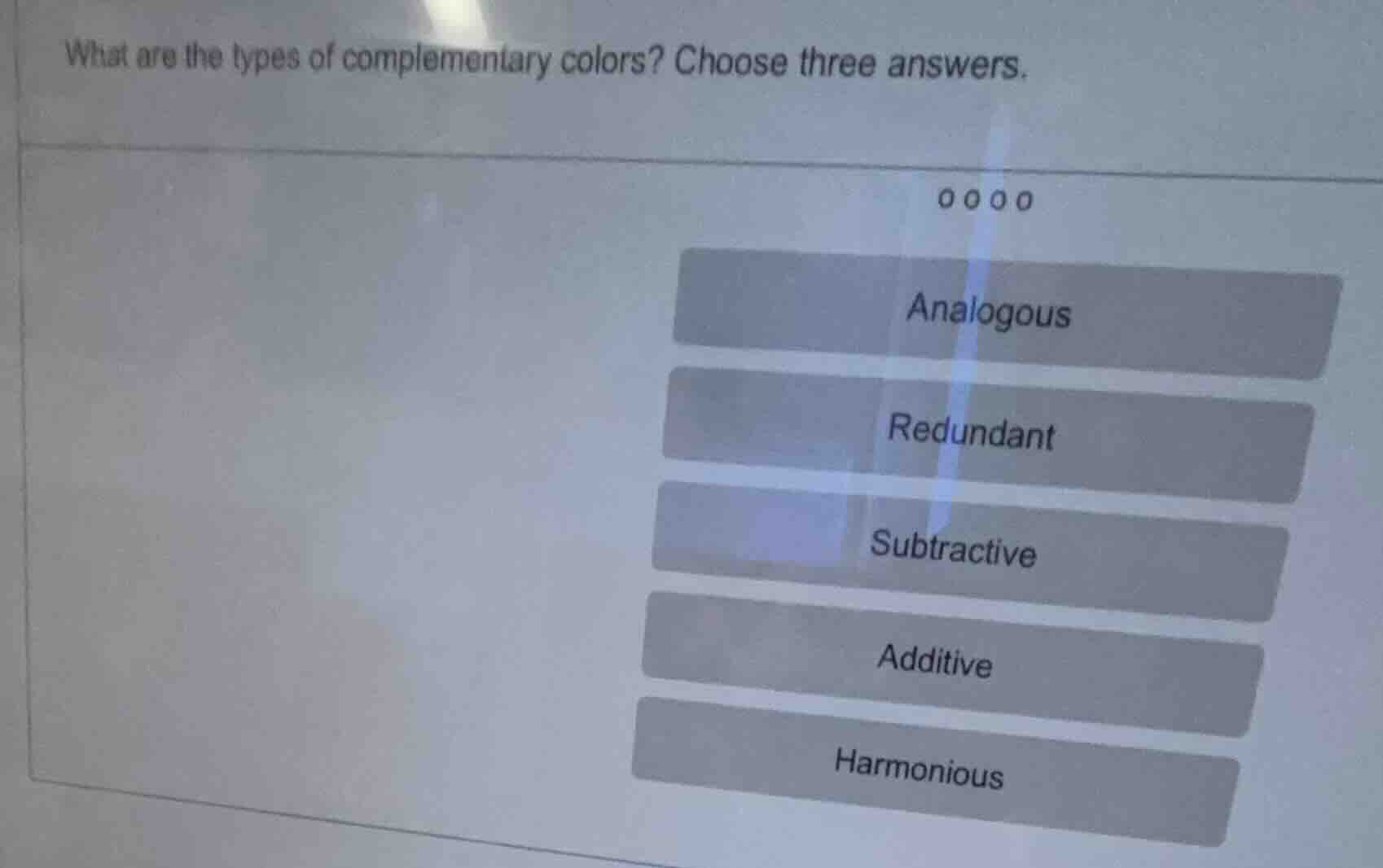 what are the types of complementary colors? choose three answers. analo…