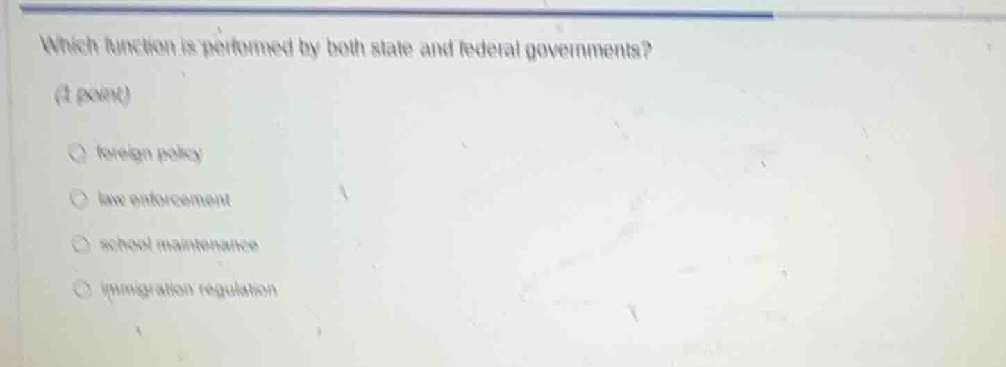 which function is performed by both state and federal governments? (1 p…