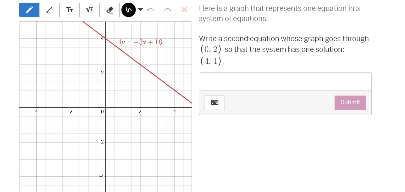here is a graph that represents one equation in a system of equations. …