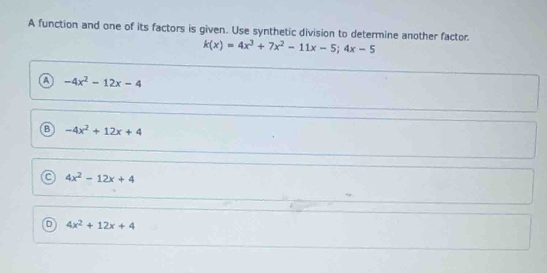 a function and one of its factors is given. use synthetic division to d…