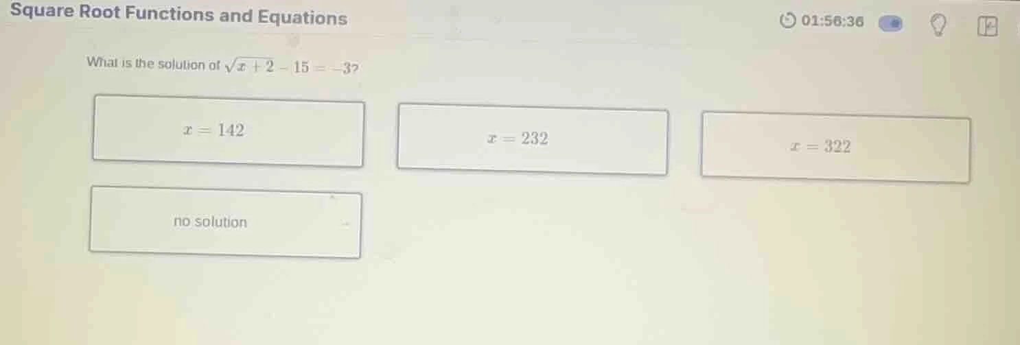 square root functions and equations what is the solution of \\(\\sqrt{x…