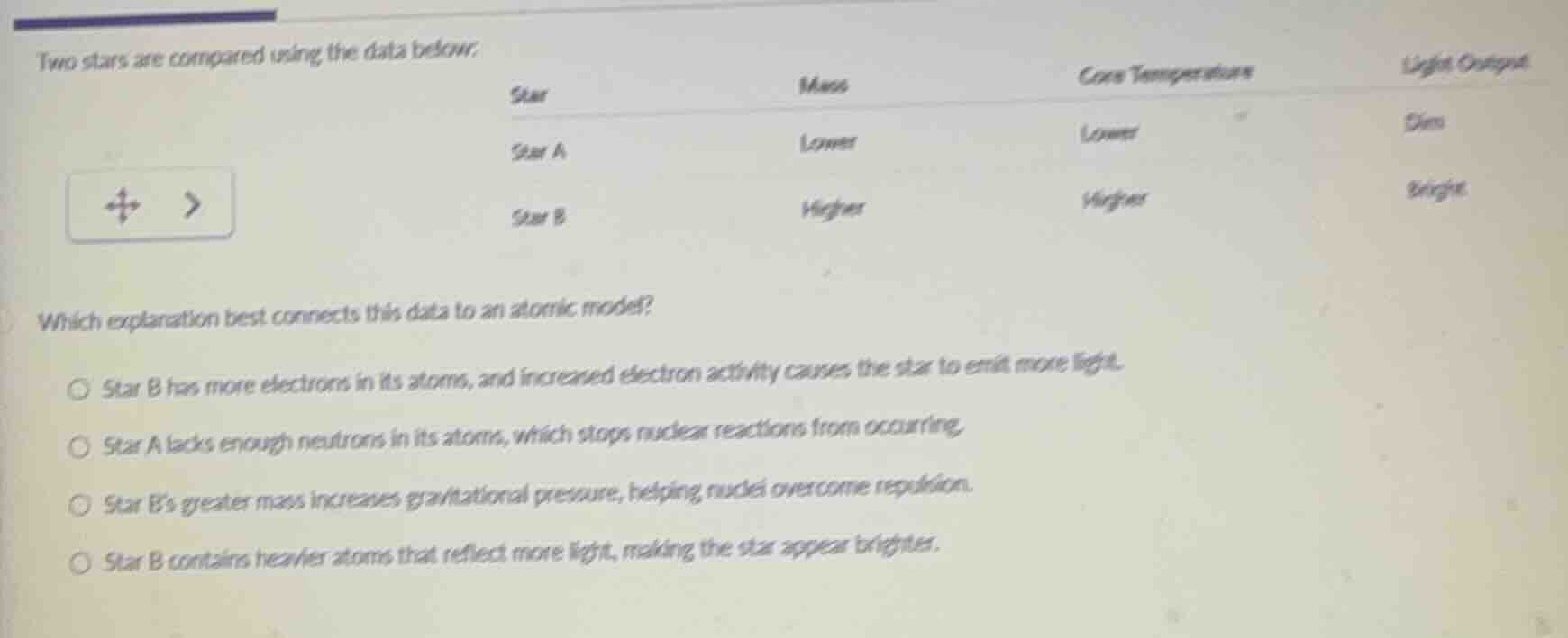 two stars are compared using the data below. star\tmass\tcore temperatu…