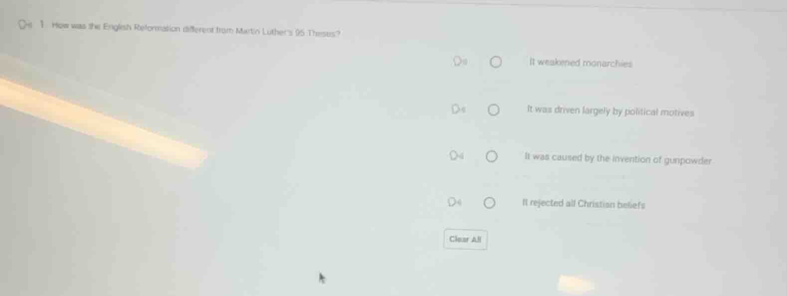 1 how was the english reformation different from martin luthers 95 thes…