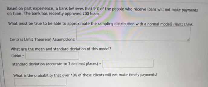 based on past experience, a bank believes that 9 % of the people who re…