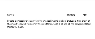 part c thinking /10 create a procedure to carry out your experimental d…