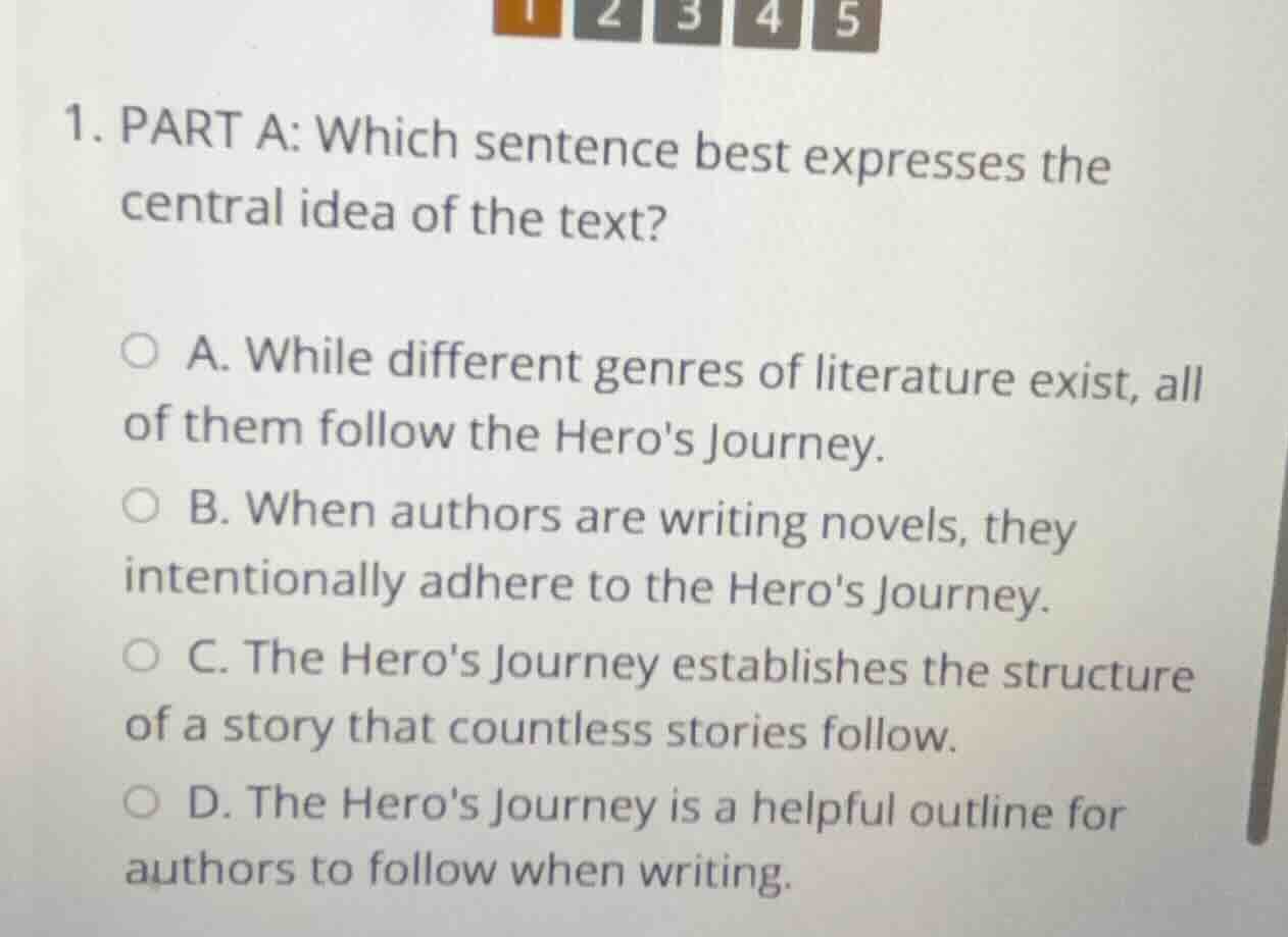 1. part a: which sentence best expresses the central idea of the text? …