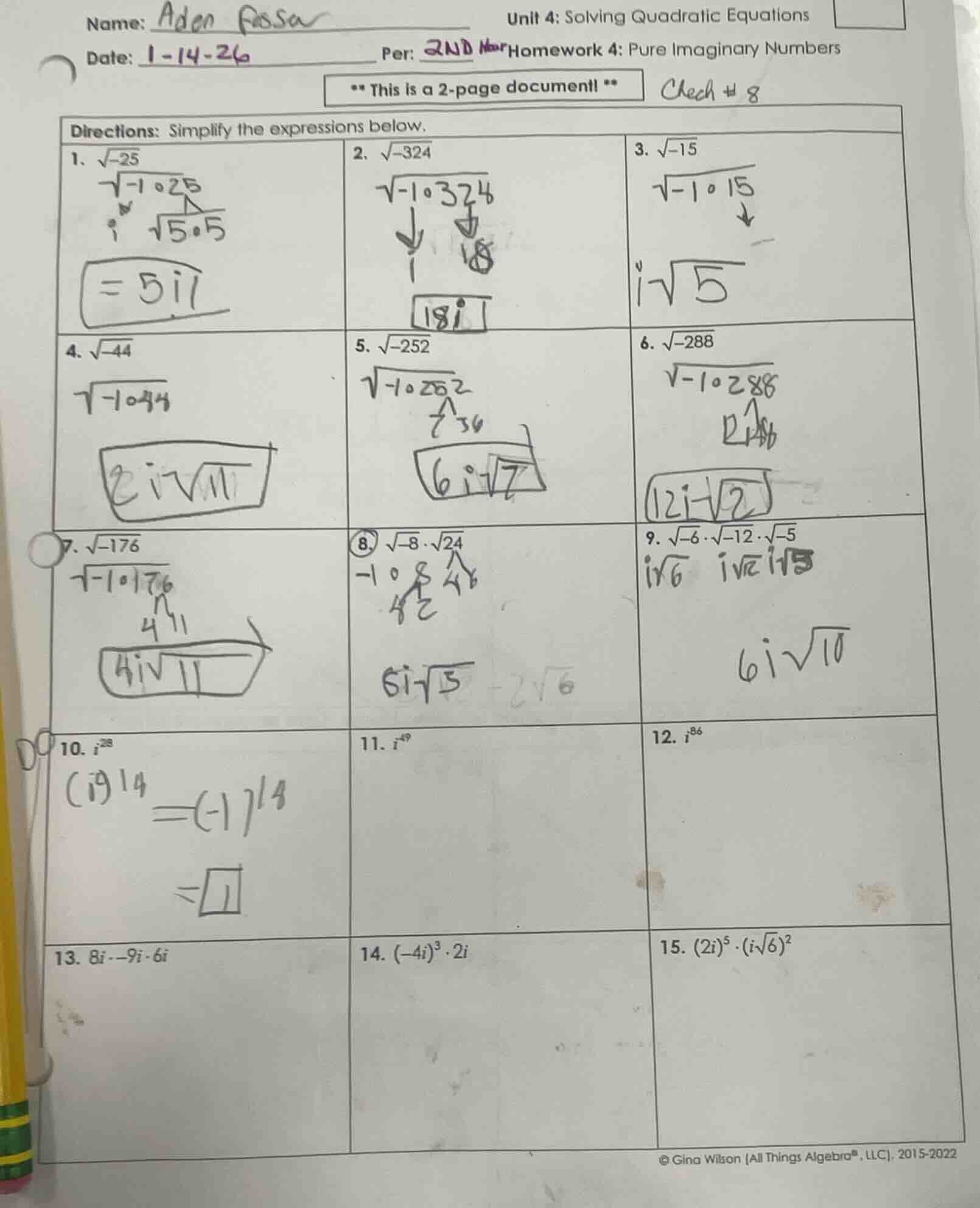 name: aden fasa date: 1-14-26 per: 2nd hour unit 4: solving quadratic e…