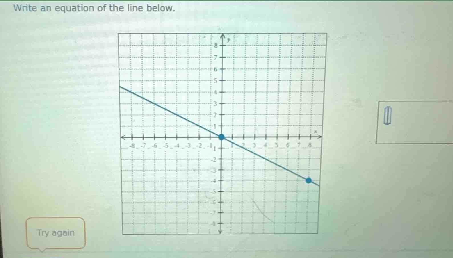 write an equation of the line below.