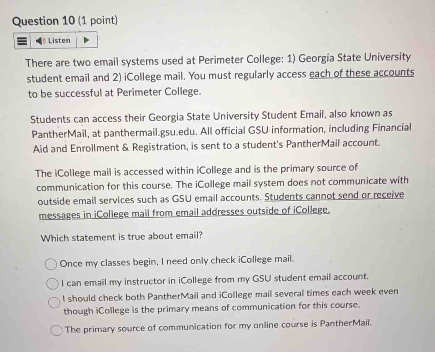 question 10 (1 point) listen there are two email systems used at perime…