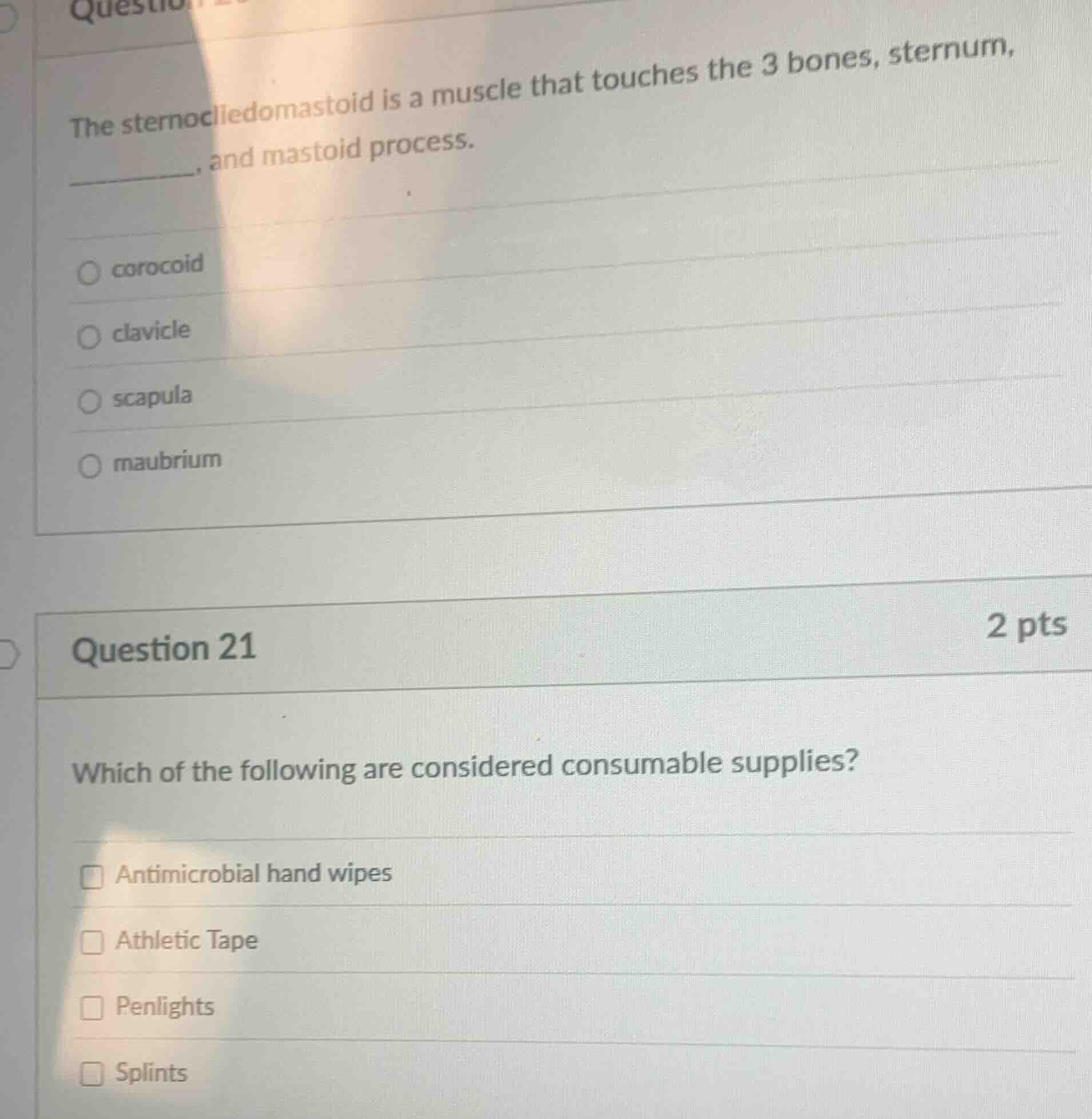 question the sternocliedomastoid is a muscle that touches the 3 bones, …