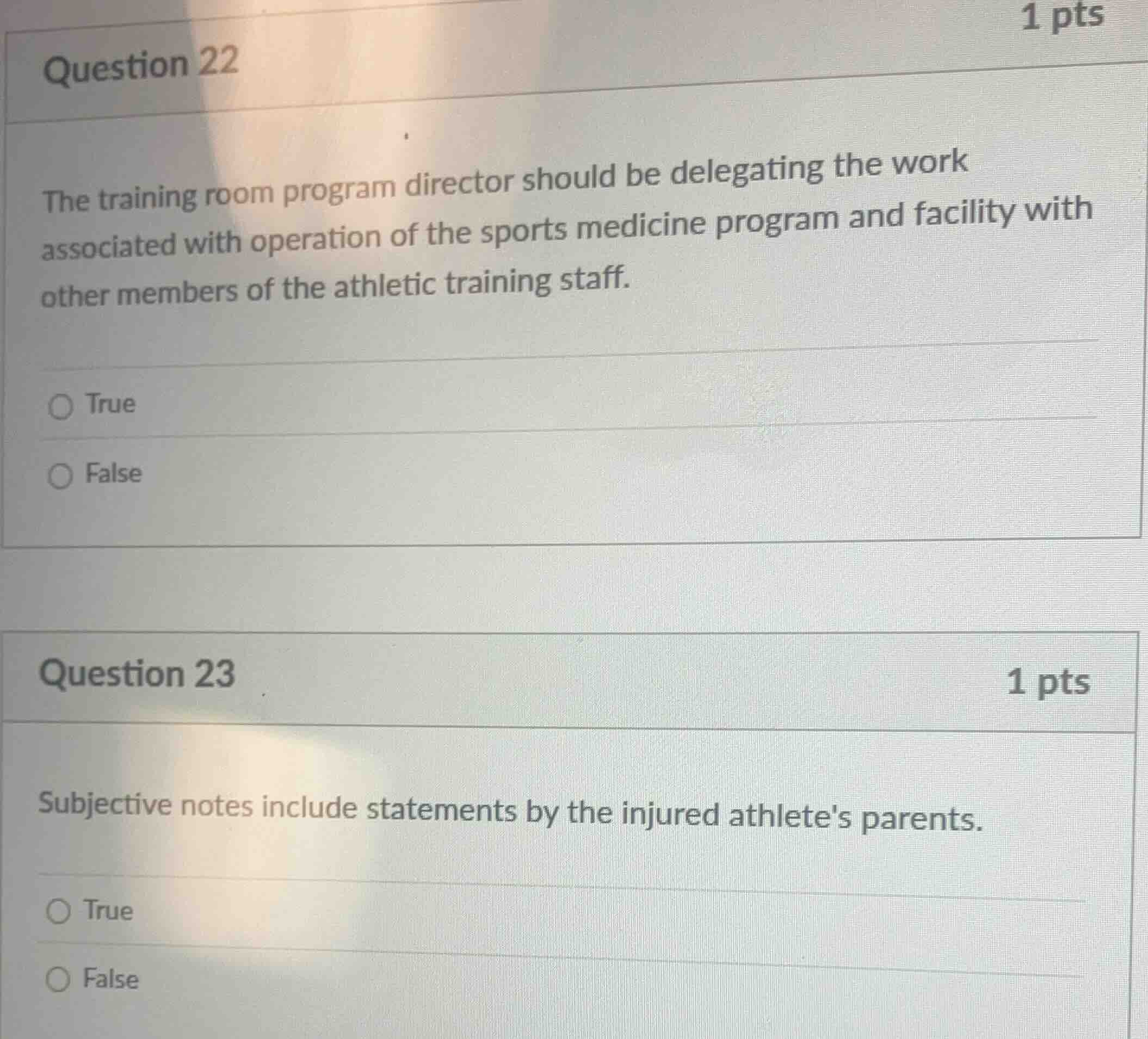 question 22 the training room program director should be delegating the…