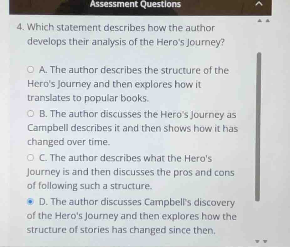 4. which statement describes how the author develops their analysis of …