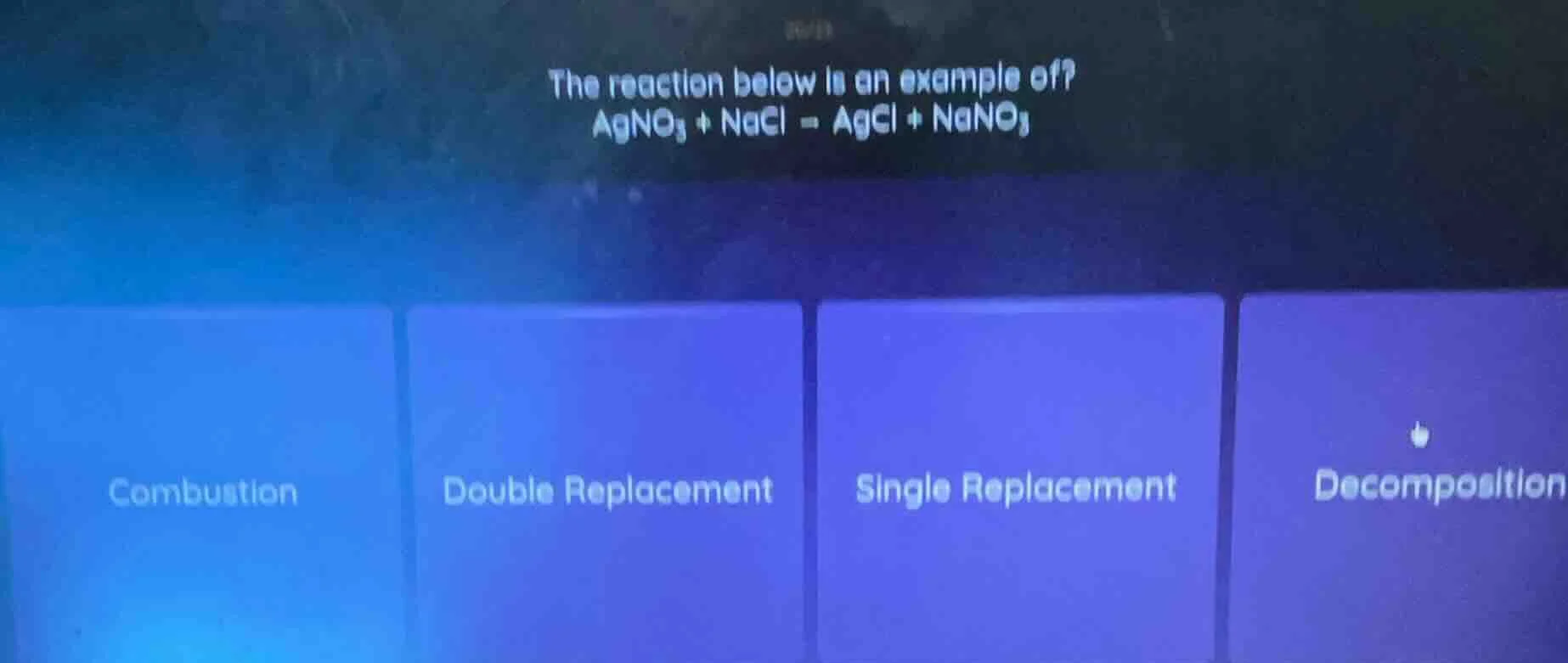 the reaction below is an example of? $ce{agno_{3} + nacl = agcl + nano_…