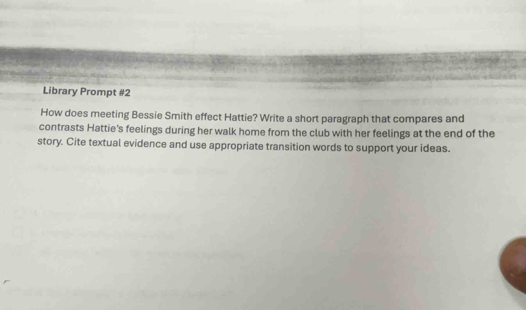 library prompt #2 how does meeting bessie smith effect hattie? write a …