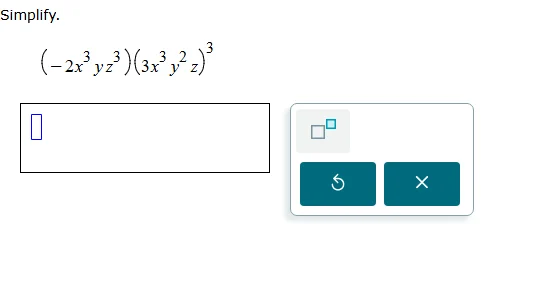 simplify. \\((-2x^{3}yz^{3})(3x^{3}y^{2}z)^{3}\\)