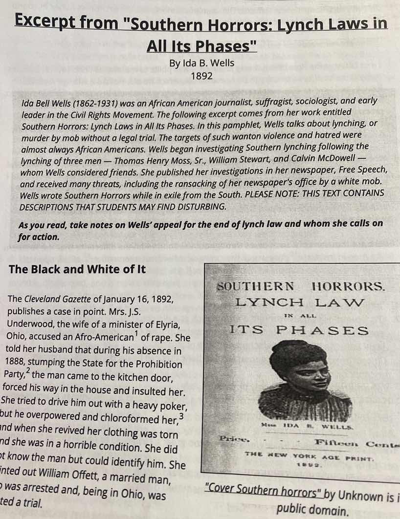 excerpt from \southern horrors: lynch laws in all its phases\ by ida b.…