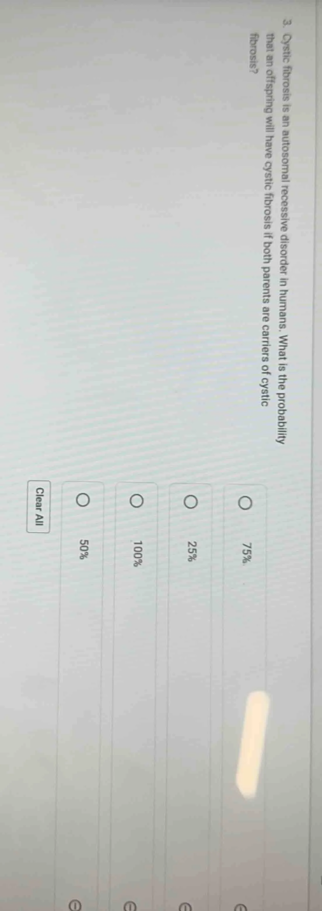 3. cystic fibrosis is an autosomal recessive disorder in humans. what i…