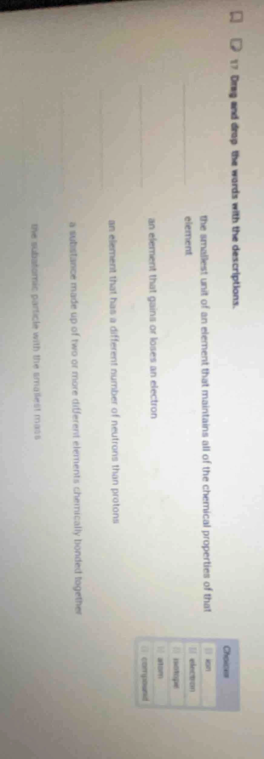 17 drag and drop the words with the descriptions. the smallest unit of …