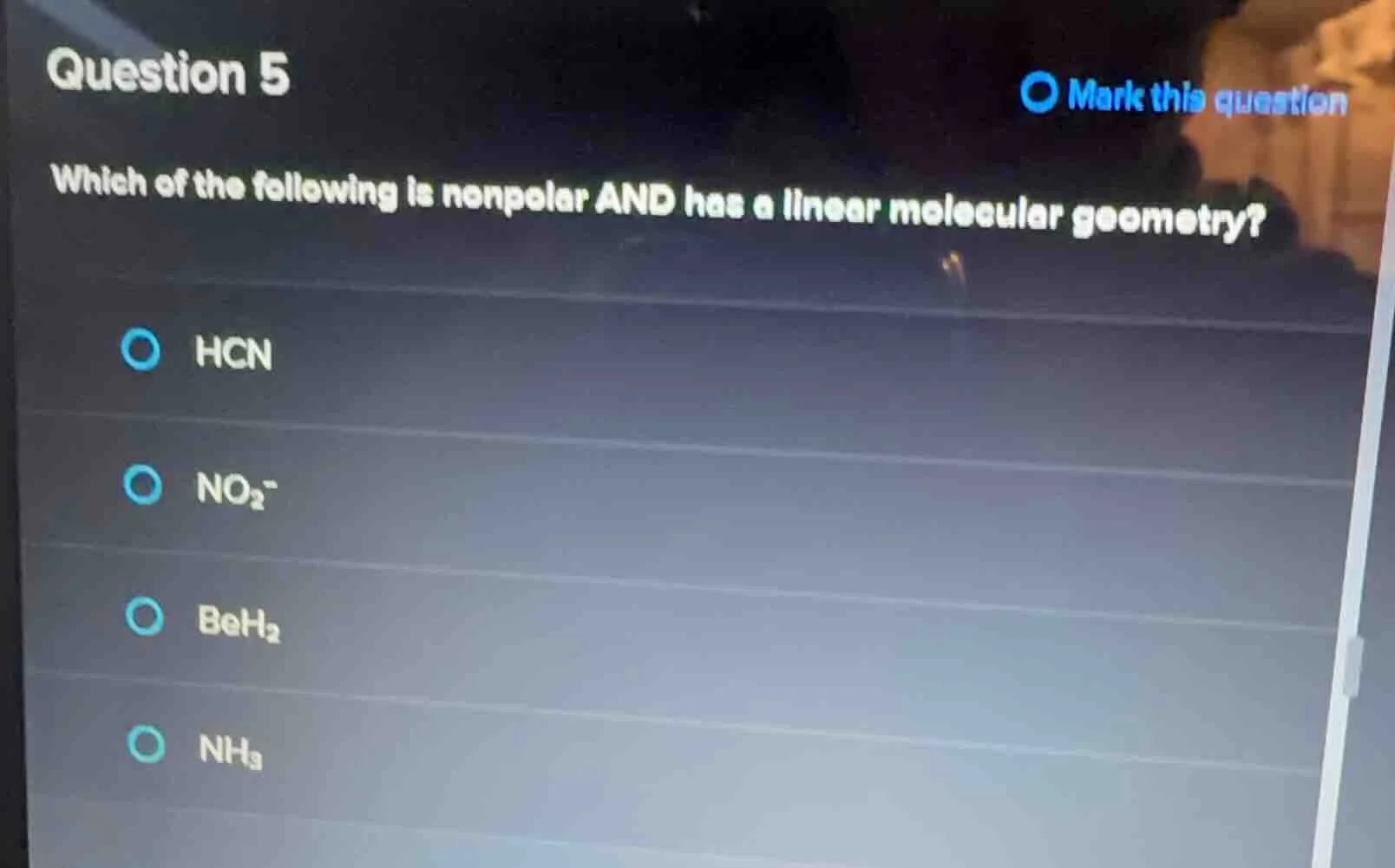 question 5 mark this question which of the following is nonpolar and ha…