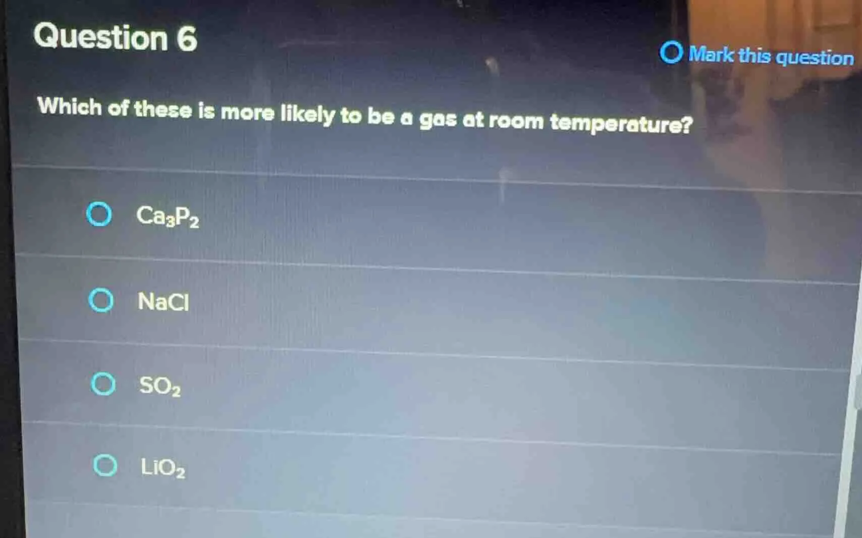 question 6 mark this question which of these is more likely to be a gas…