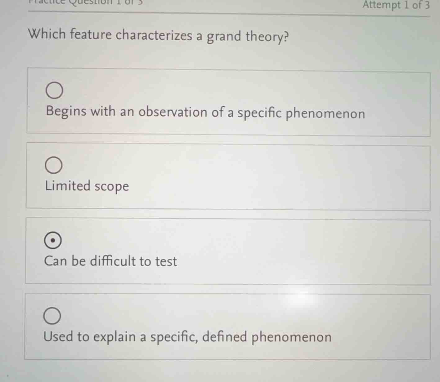 practice question 1 of 3 attempt 1 of 3 which feature characterizes a g…