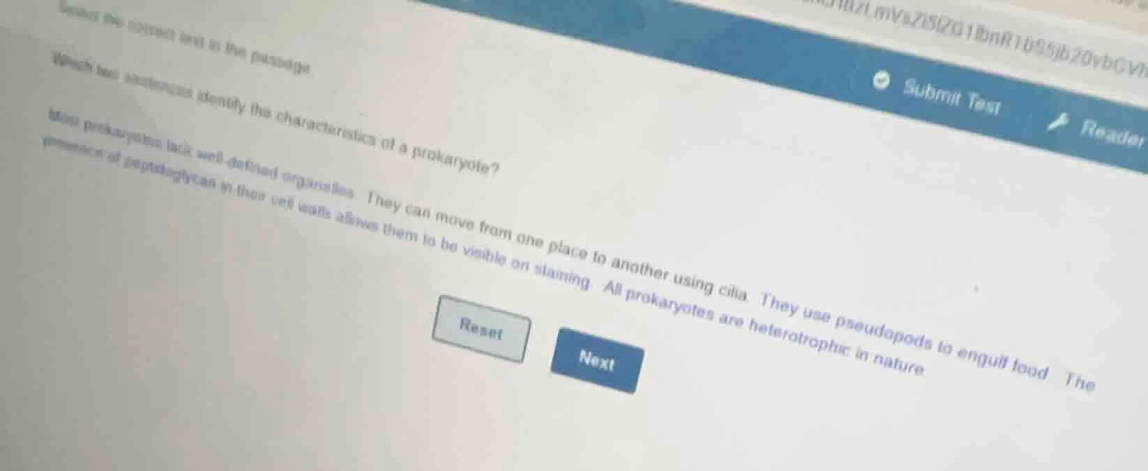 which two sentences identify the characteristics of a prokaryote? most …