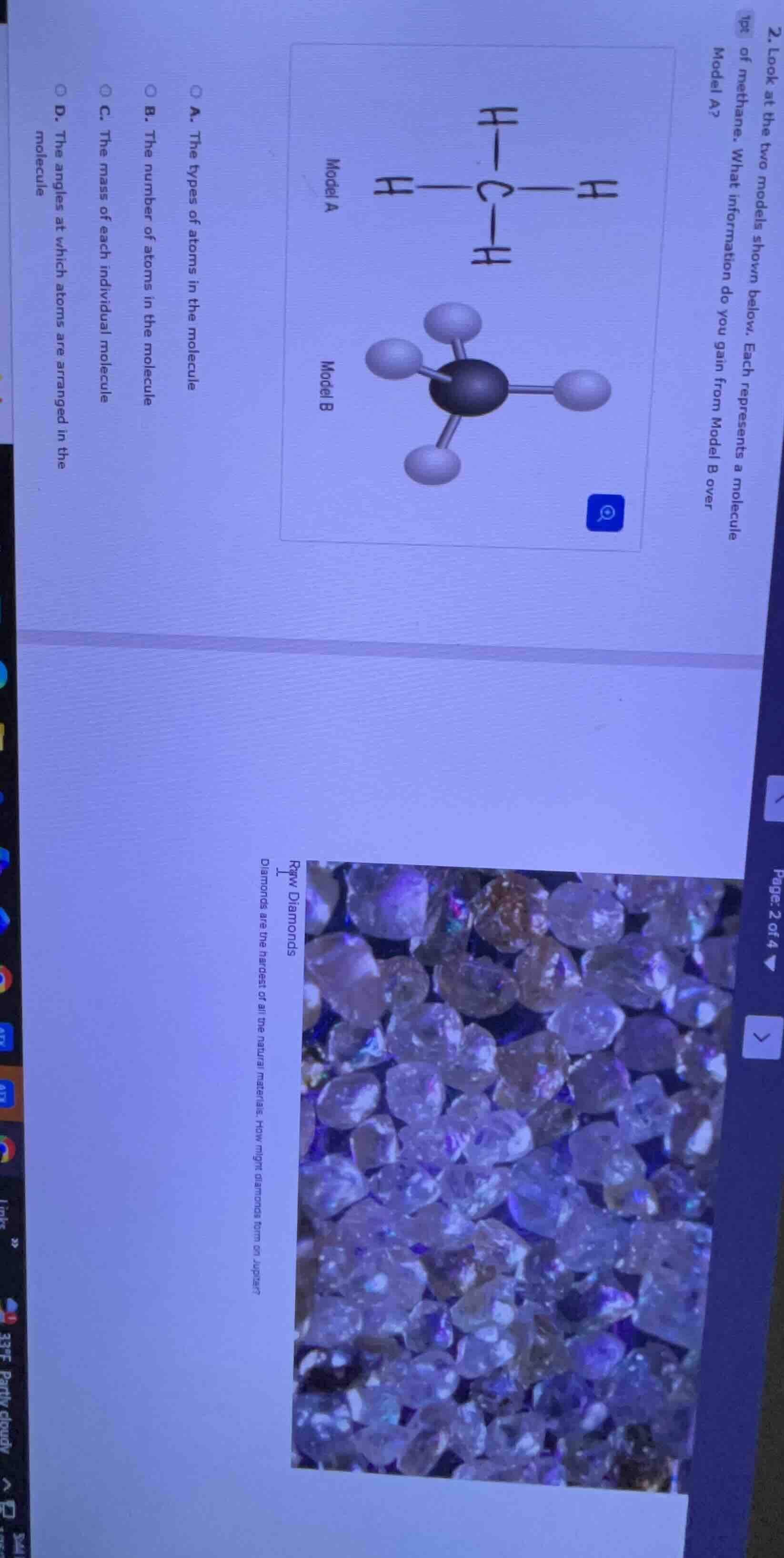 2. look at the two models shown below. each represents a molecule of me…