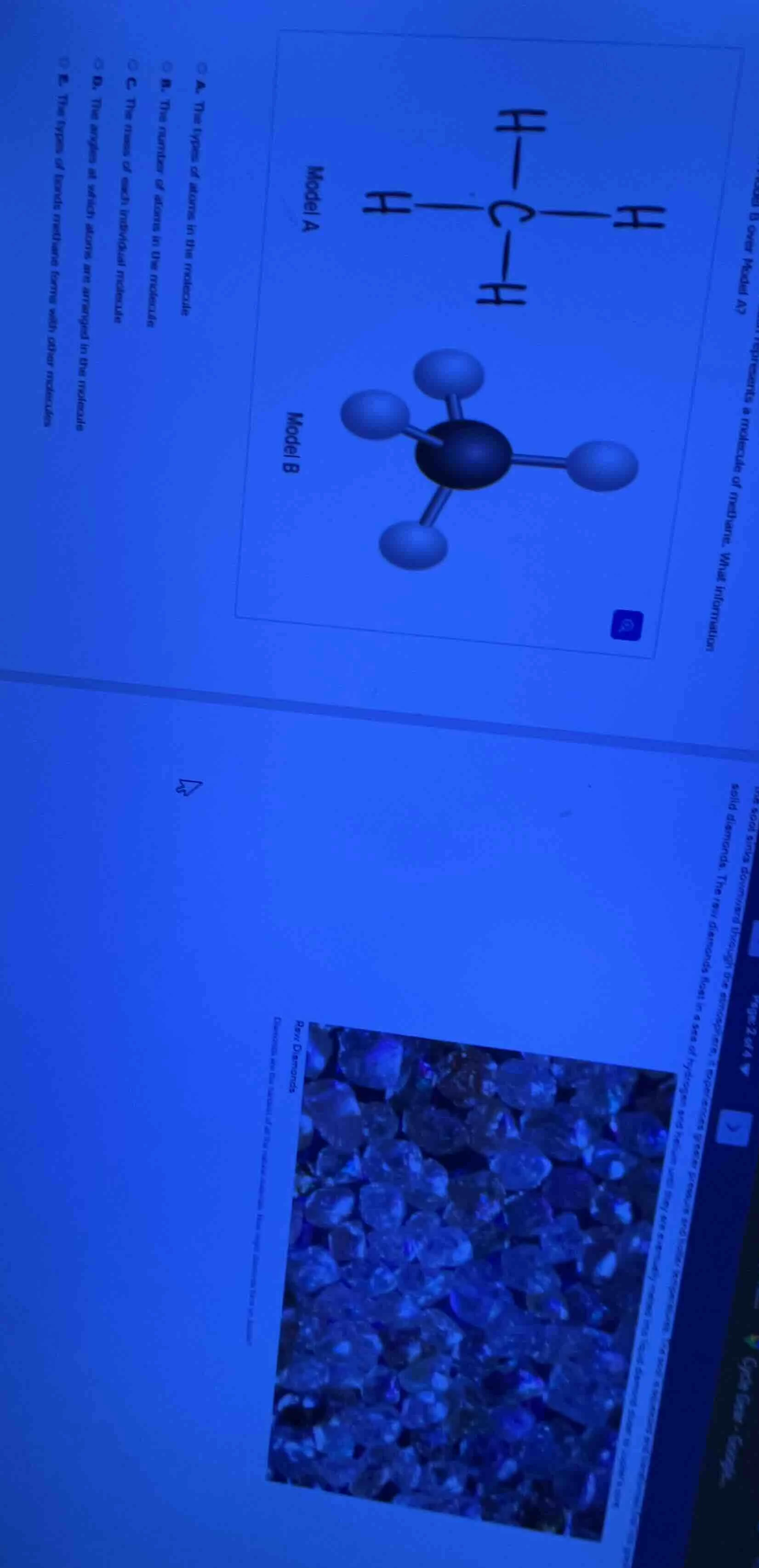 model a (a chemical structure diagram of methane) and model b (a 3d mol…