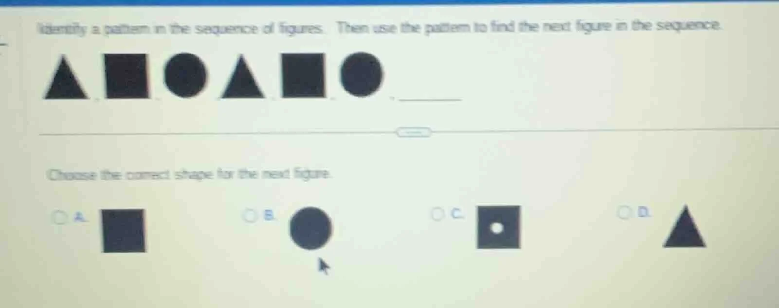identify a pattern in the sequence of figures. then use the pattern to …