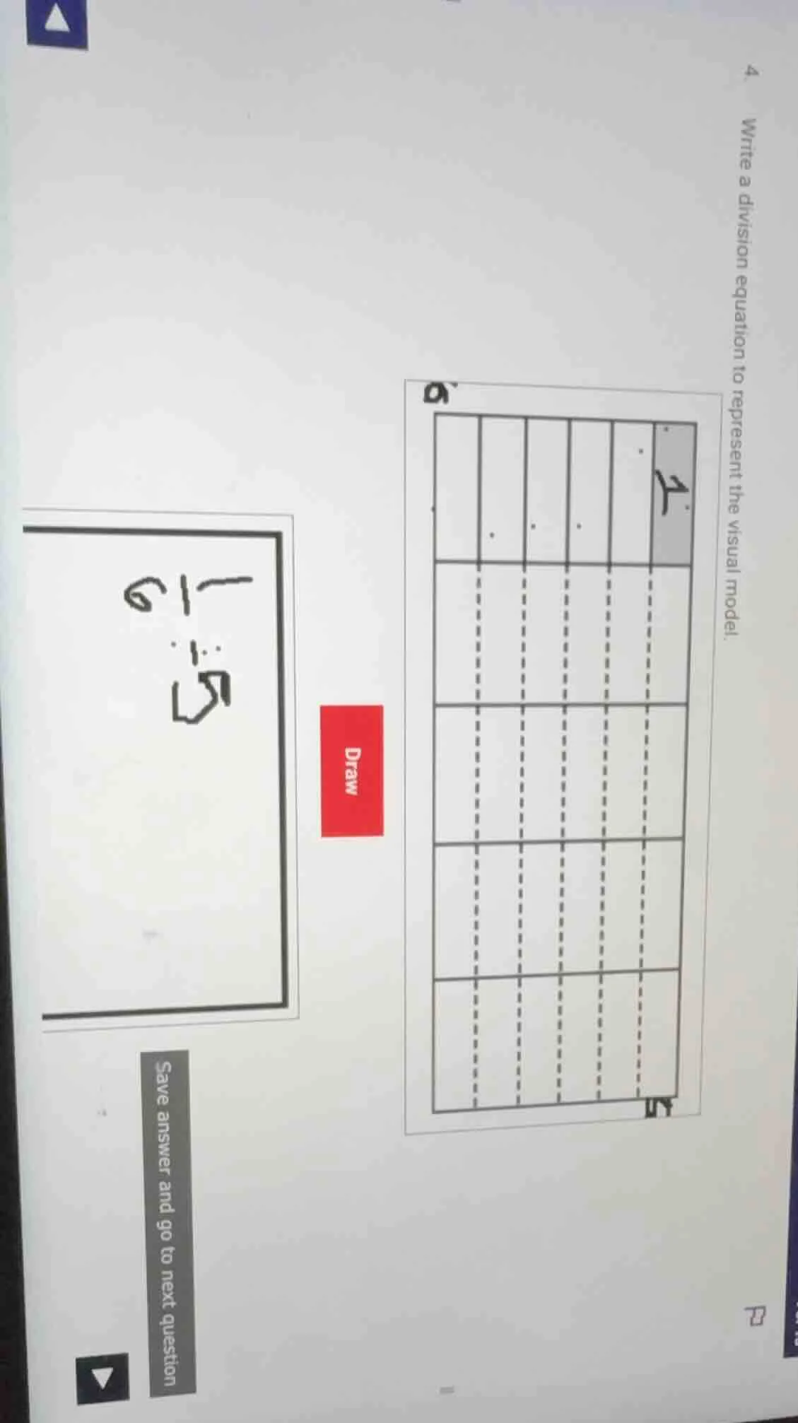 4. write a division equation to represent the visual model.