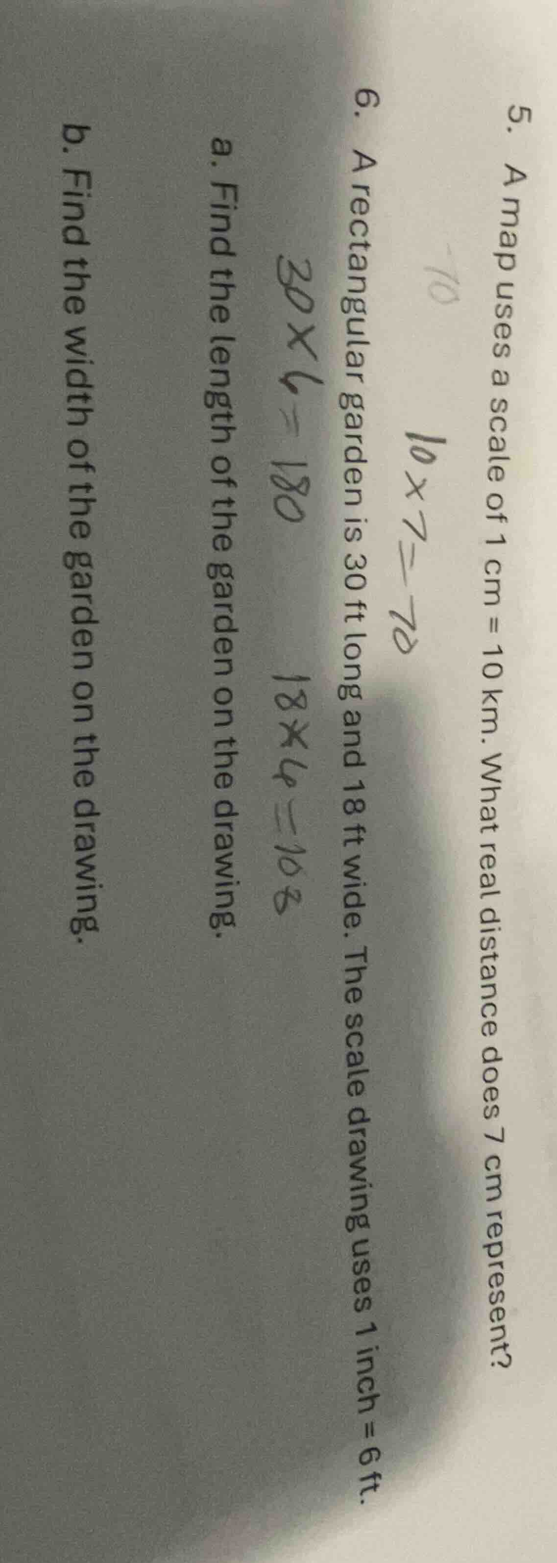 5. a map uses a scale of 1 cm = 10 km. what real distance does 7 cm rep…