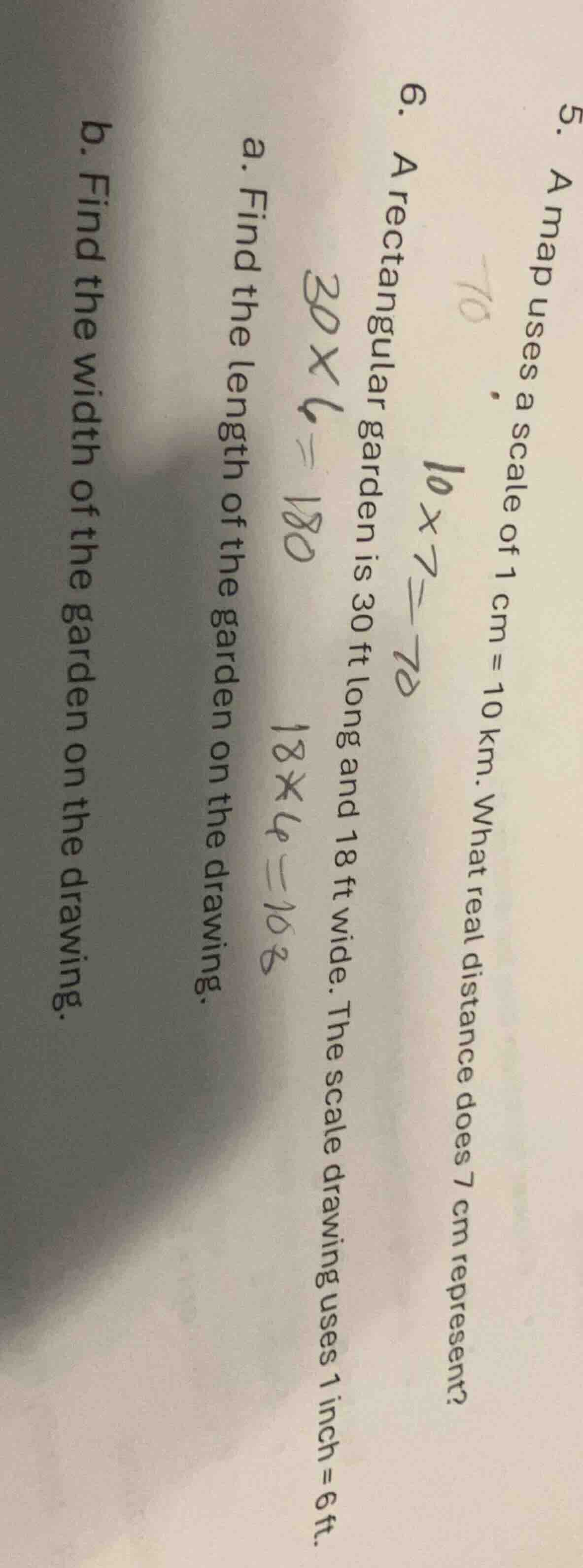 5. a map uses a scale of 1 cm = 10 km. what real distance does 7 cm rep…