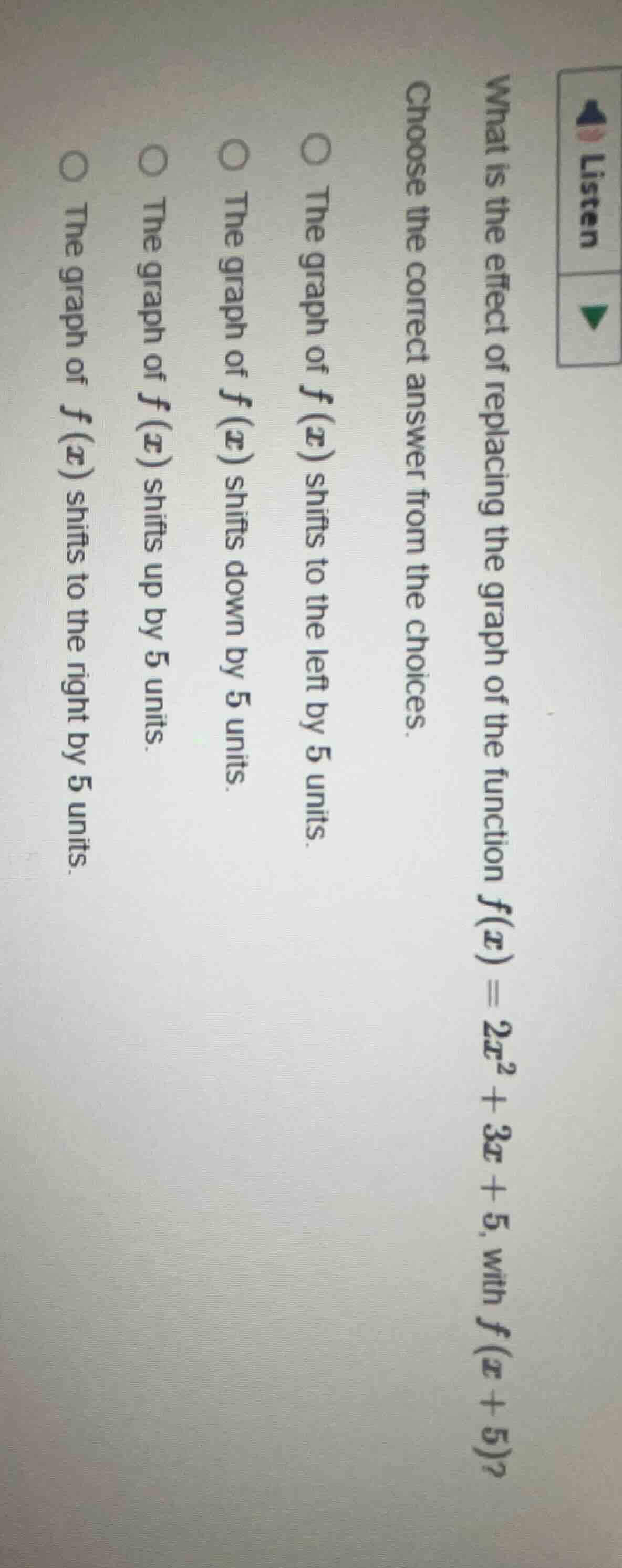 what is the effect of replacing the graph of the function $f(x)=2x^2 + …