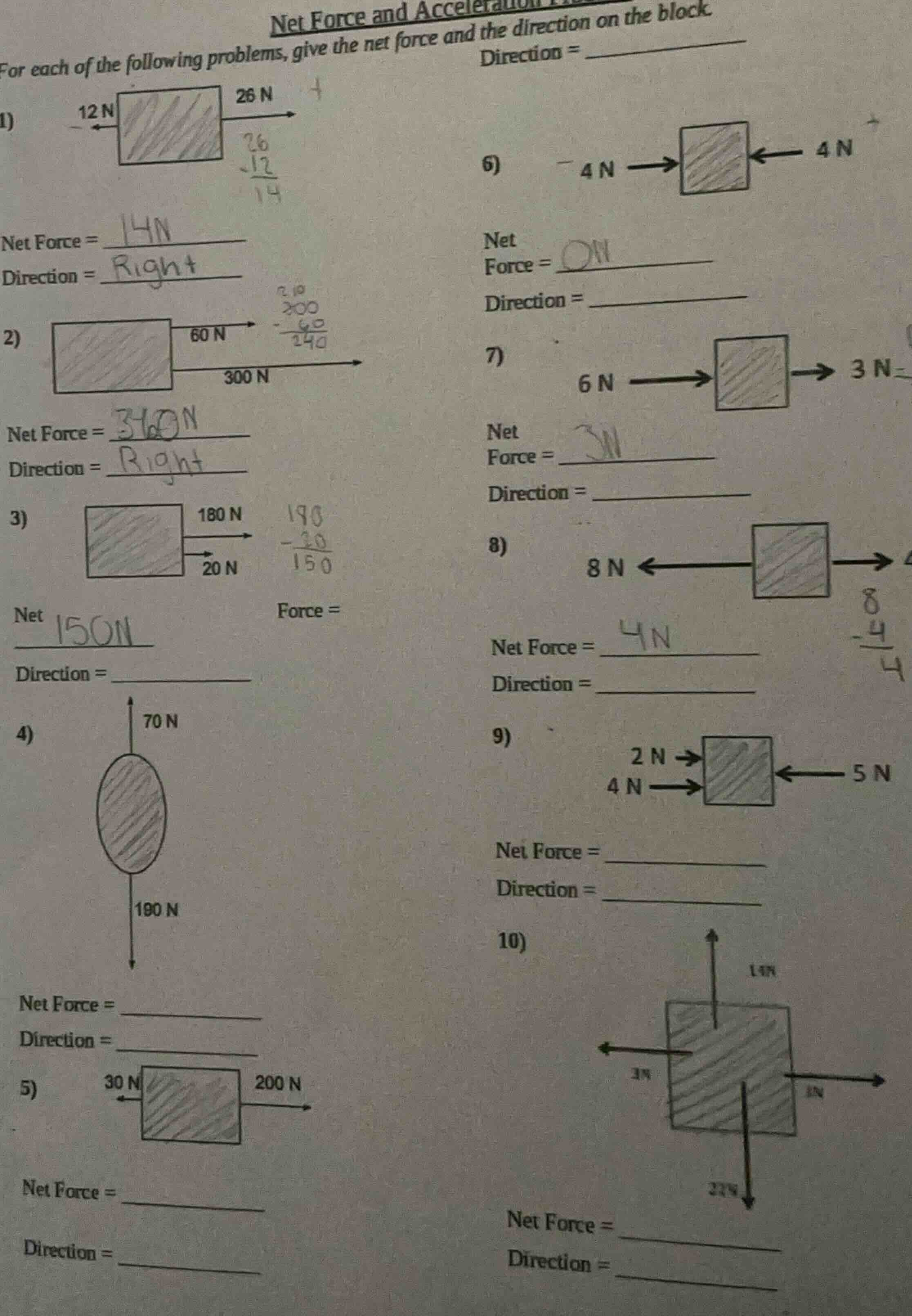 net force and acceleration for each of the following problems, give the…