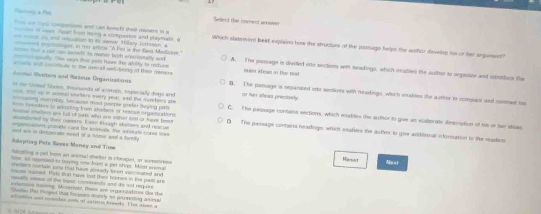 select the correct answer which statement best explains how the structu…