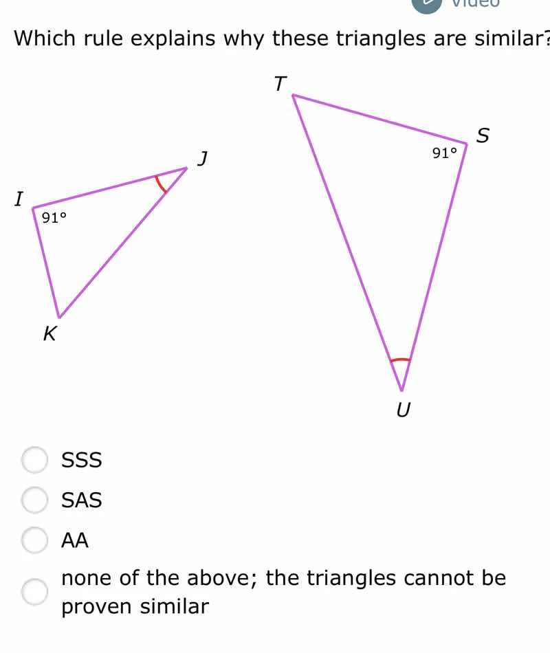which rule explains why these triangles are similar? (image of two tria…