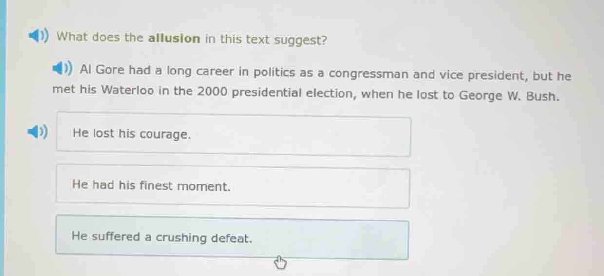 what does the allusion in this text suggest? al gore had a long career …
