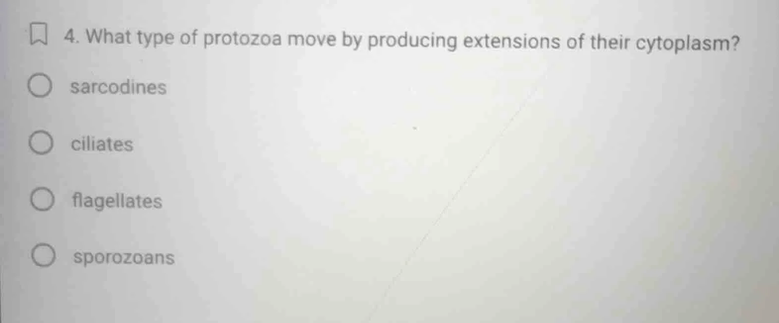 4. what type of protozoa move by producing extensions of their cytoplas…