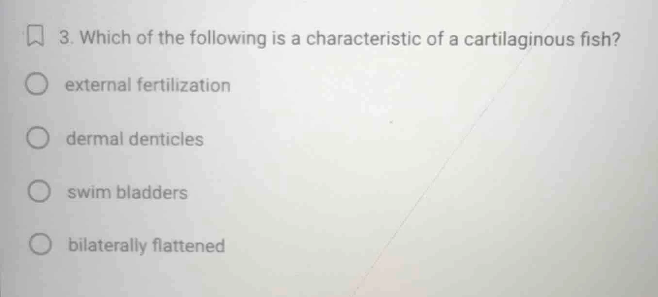 3. which of the following is a characteristic of a cartilaginous fish? …