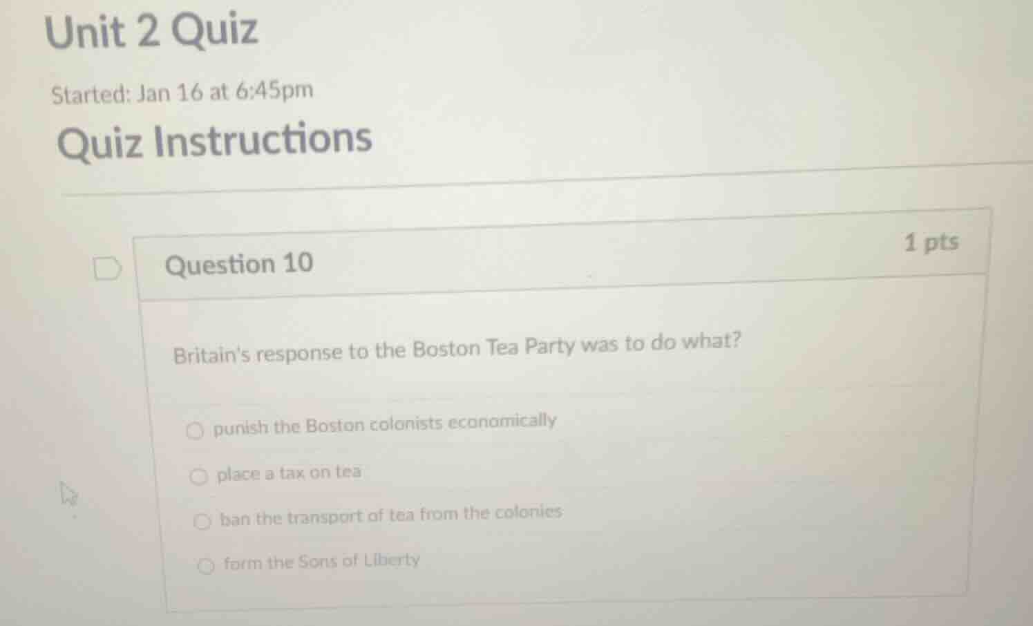 unit 2 quiz started: jan 16 at 6:45pm quiz instructions question 10 1 p…