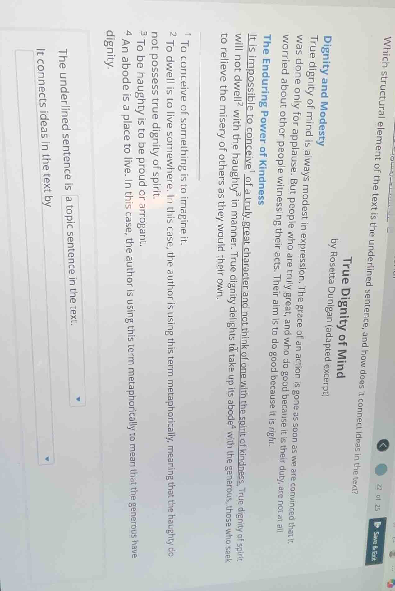 which structural element of the text is the underlined sentence, and ho…