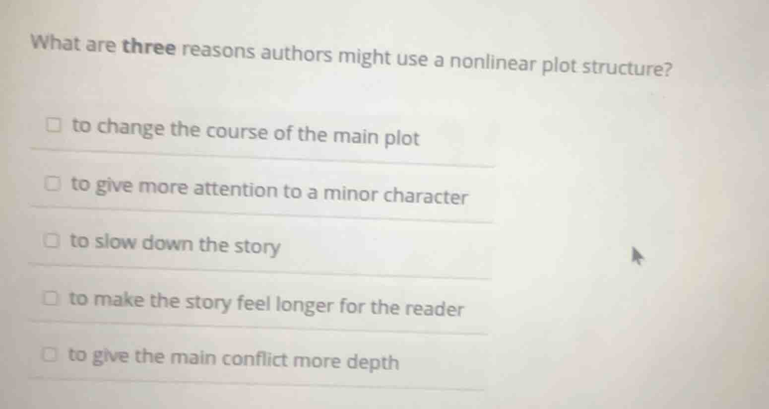 what are three reasons authors might use a nonlinear plot structure? to…