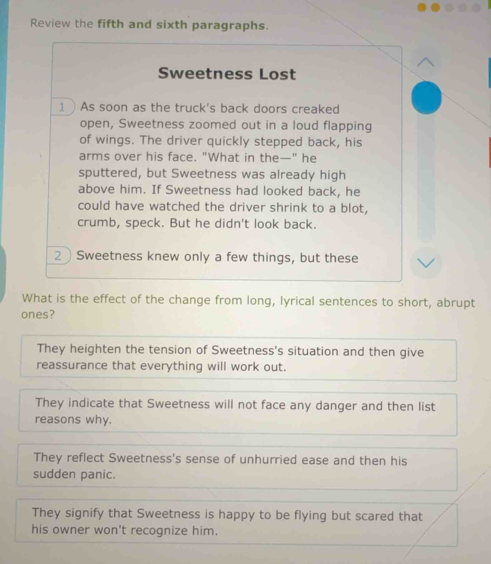 review the fifth and sixth paragraphs. sweetness lost 1 as soon as the …