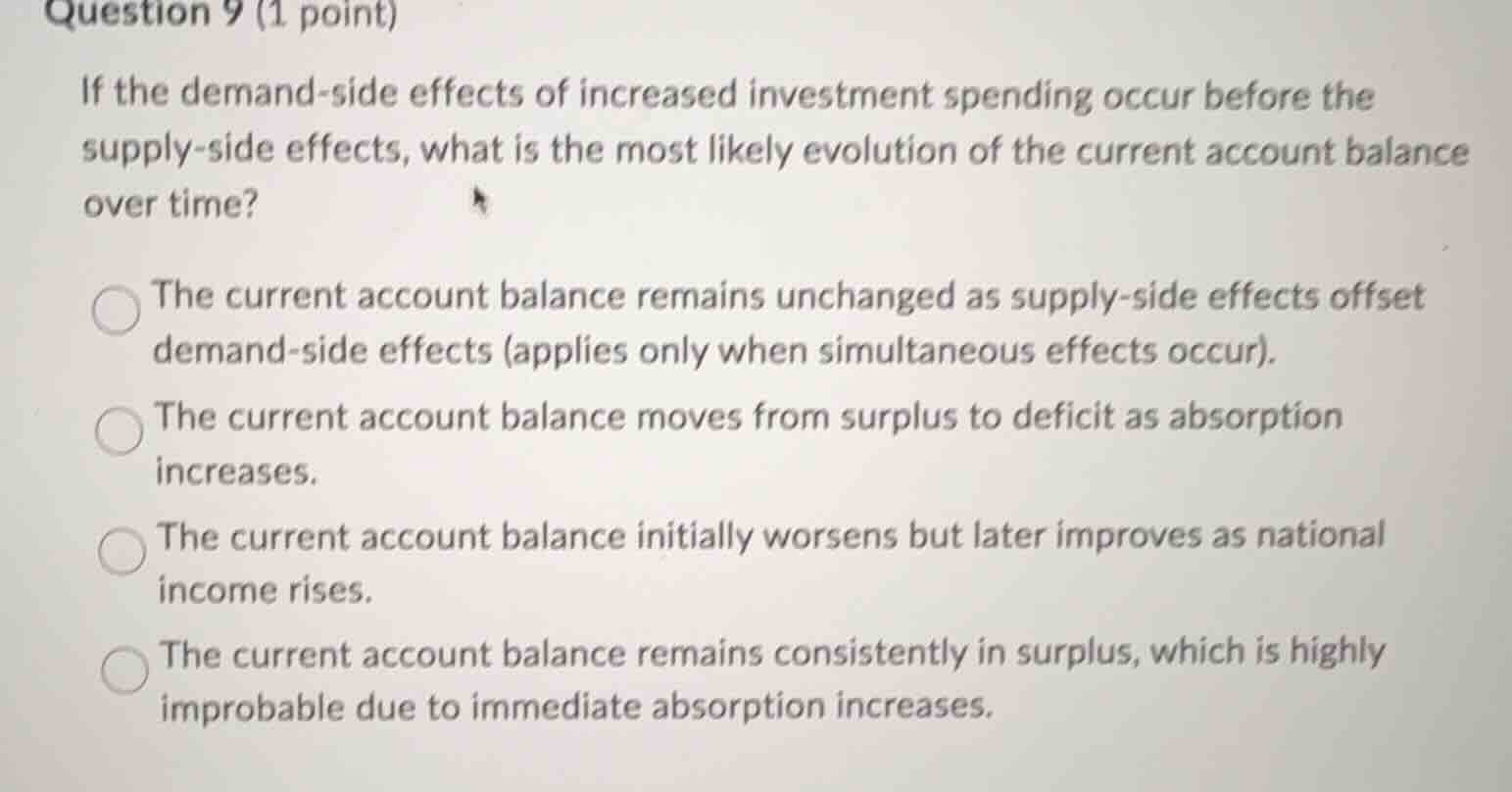 question 9 (1 point) if the demand - side effects of increased investme…