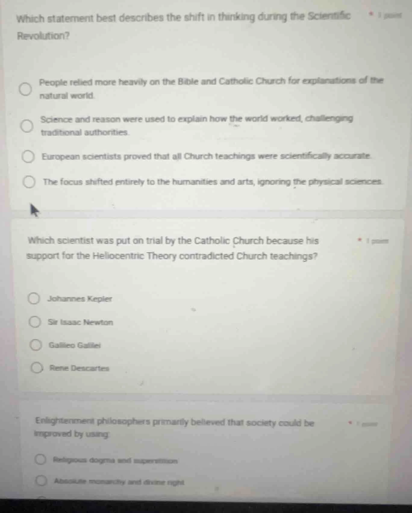 which statement best describes the shift in thinking during the scienti…