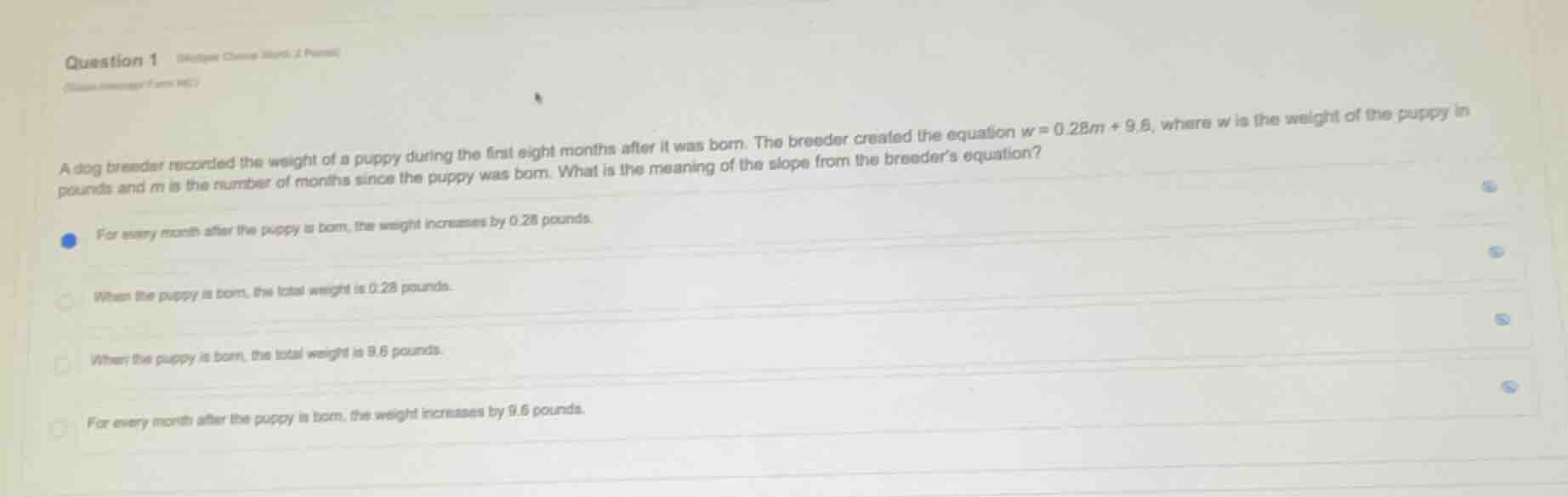 question 1 a dog breeder recorded the weight of a puppy during the firs…