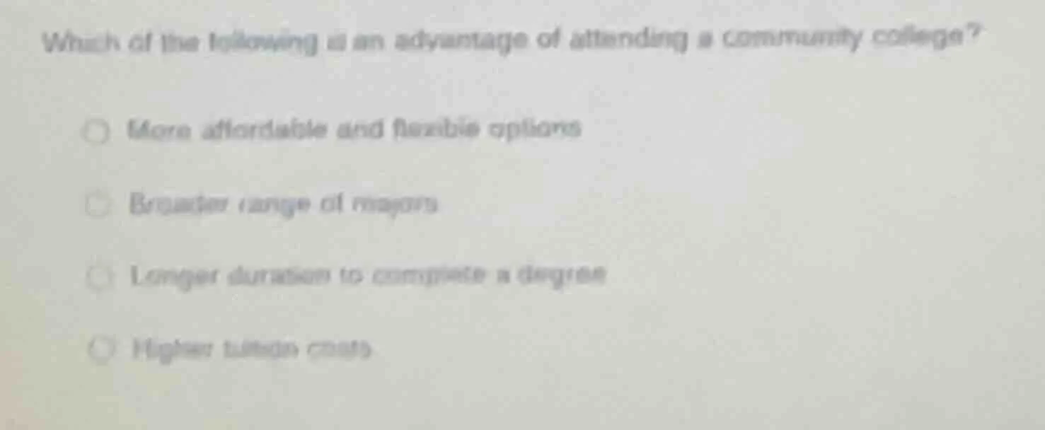 which of the following is an advantage of attending a community college…